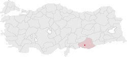 トルコ国内におけるシャンルウルファの位置の位置図