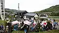 区内巡行を終え、神社下に集まった屋台