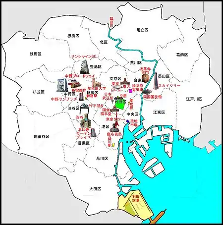 東京都区部の主な観光名所