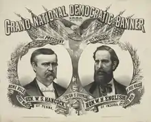 A campaign poster with two men's faces on it