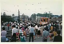 1969年二子玉川駅にて玉電さよなら電車