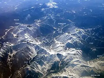 黒部川最上流部上空より飛騨山脈南部