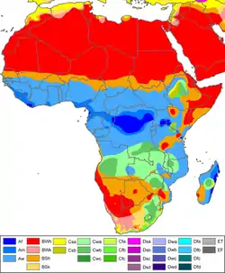 アフリカのケッペンの気候区分