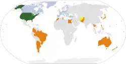 Map showing the Major non-NATO allies