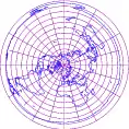 北極を中心とする正距方位図法