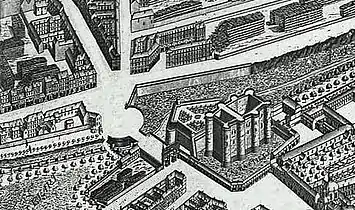 バスティーユ鳥観図『テュルゴーのパリ地図（英語版）』より　1734年