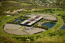 Aerial view of Bell Labs Holmdel Complex.