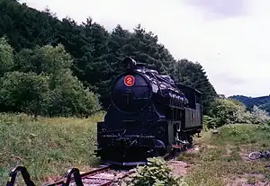 旧東明駅に保存されている2号機/1999年