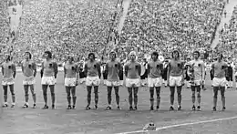 1974年W杯決勝時のオランダイレブン。左から4番目がヤンセン。