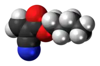 Space-filling model of the butyl cyanoacrylate molecule{{{画像alt1}}}