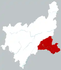 恩施州中の鶴峰県の位置