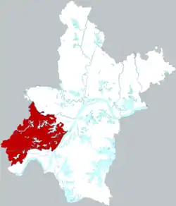 武漢市中の蔡甸区の位置