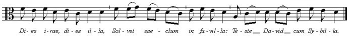 The Dies Irae appears as this melody in musical notation.