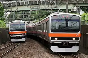 武蔵野線内を走行するE231系電車（2019年11月26日 府中本町駅 - 北府中駅間）