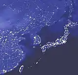 日本列島の夜景／2000年頃の衛星画像