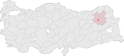 エルズルム県とエルズルムの位置の位置図