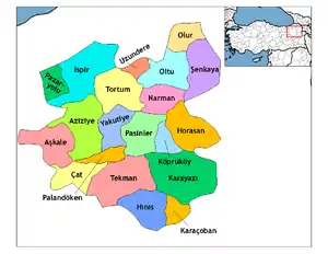 Location ofエルズルム県の位置