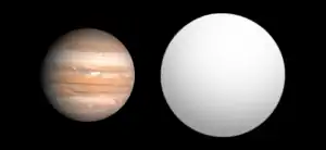 ケプラー6bと木星の大きさの比較