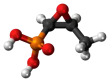 Ball-and-stick model of the fosfomycin molecule