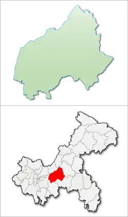 重慶市中の涪陵区の位置