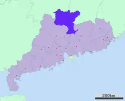 広東省中の韶関市の位置