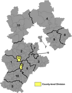 河北省中の定州市の位置（14番）