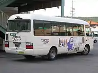 過去のききょうバス車両（日野・リエッセII：東濃鉄道）現在はこの塗装のまま多治見市自主運行バスに使用されている。