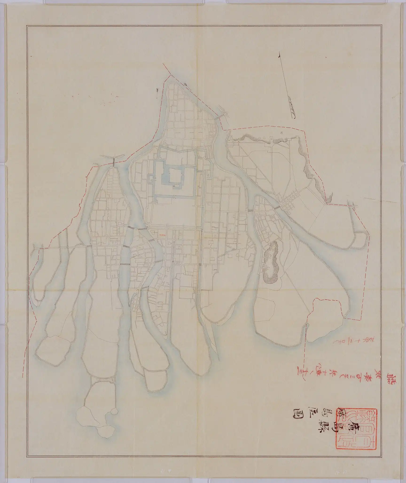 1880年の廣島市地図。