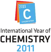 A red square behind an orange square, which is behind a blue square that says "2011 C Chemistry" on it. Under this, there are the words "International Year of Chemistry 2011".