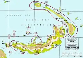 1943年12月30日の日本軍配置（米陸軍作成の地図）