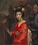 イサーク・イスラエルス『赤い着物の日本女性』 (1920)