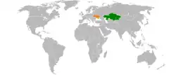 KazakhstanとUkraineの位置を示した地図