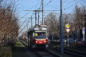 クラスノダール市電の主力車両・タトラT3（2018年撮影）