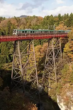 第二広瀬川橋梁を走るE721系電車