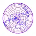 北極を中心とするランベルト正積方位図法