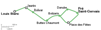 パリメトロ7bis線路線図