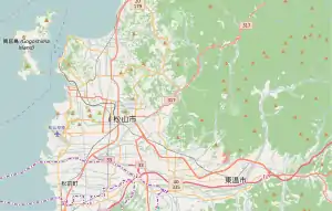 愛媛県総合運動公園陸上競技場の位置（松山市内）