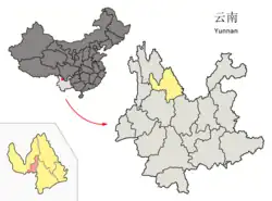 雲南省中の古城区の位置