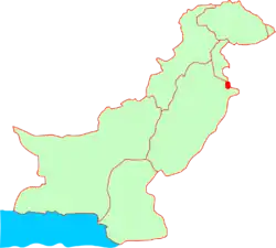 パキスタン内のシアールコートの位置の位置図