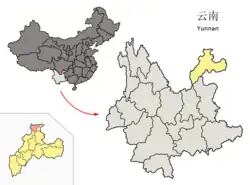 雲南省中の綏江県の位置