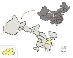 甘粛省中の天水市の位置