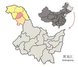 大興安嶺地区中の新林区の位置