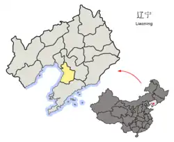 遼寧省中の営口市の位置