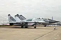 ロシア空軍のMiG-29SMT（9.19）。ドーサルスパインがより大きくなり、途中から大きく角度を変えてすぼまっている。