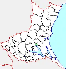 玉里村の県内位置図