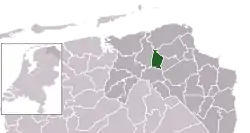 Highlighted position of Bedum in a municipal map of Groningen