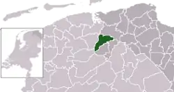 Highlighted position of Grootegast in a municipal map of Groningen