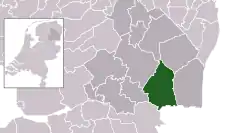 Highlighted position of Coevorden in a municipal map of Drenthe