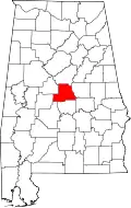 チルトン郡の位置を示したアラバマ州の地図