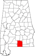 コビントン郡の位置を示したアラバマ州の地図